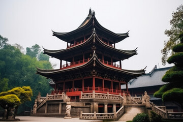 Ancient architecture temple pagoda in the park, China