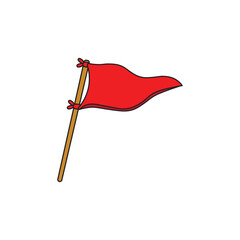 Kids drawing Cartoon Vector illustration camping flag icon Isolated on White Background