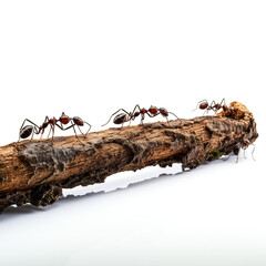 Ants on a Log on white background AI Generative