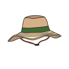 Kids drawing Cartoon Vector illustration camping hat Isolated on White Background