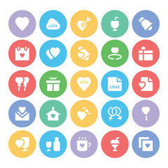 Love and Romance Flat Round Icons

