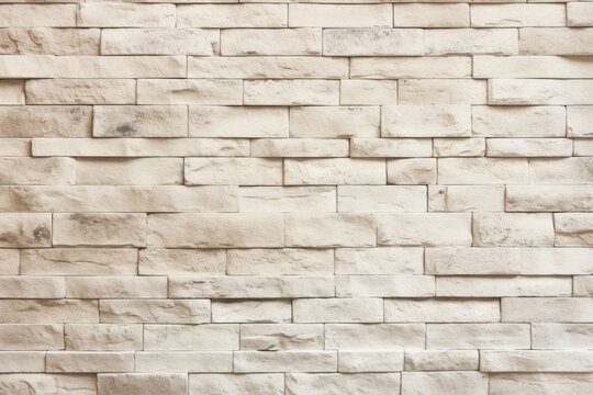 Cream and white brick wall texture background. Brickwork and stonework flooring pattern.