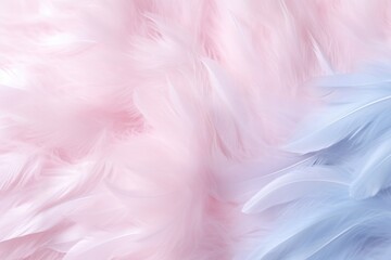 Fototapeta na wymiar Feathery cloud texture background, soft and billowy cloud formations, pastel pink and blue sky backdrop, ethereal and heavenly.