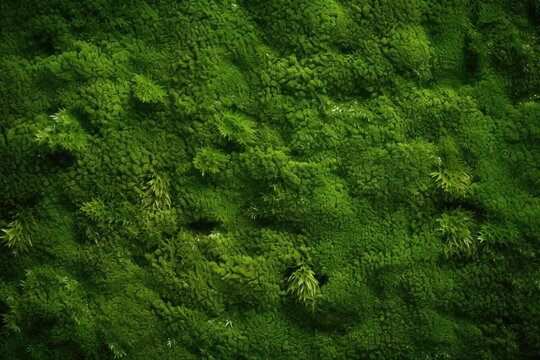 Lush moss texture background, velvety and vibrant green surface, natural forest floor backdrop, refreshing and invigorating