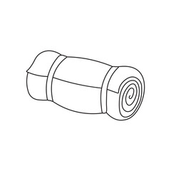 Hand drawn Kids drawing Cartoon Vector illustration sleeping bag icon Isolated on White Background