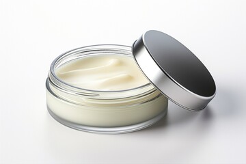 cream in jar isolated on white background.