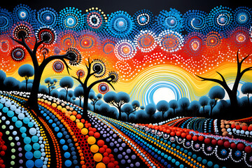 Colorful Aboriginal Art in Psychedelic Needlepoint