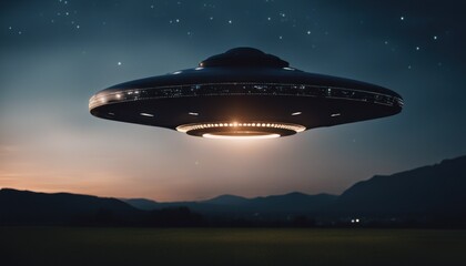 Fototapeta na wymiar Unidentified Flying Object (UFO) in the Night Sky