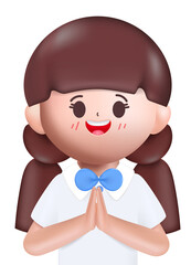 3d rendering Happy cute Students Back to school character design.