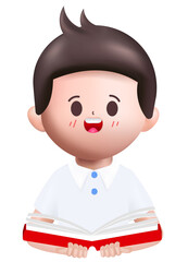 3d rendering Happy cute Students Back to school character design.