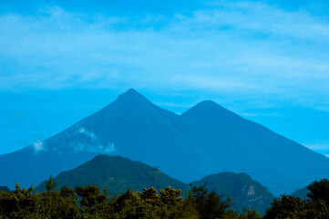 Panoramic view of the volcano called Fuego in Guatemala, a crater taken in 2006 before a major...