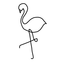 illustration of a flamingo, vector icon of a black and white flamingo bird