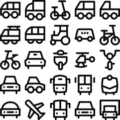 Set of Transport Bold Line Icons
