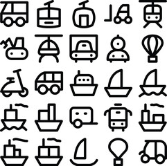 Set of Transport Bold Line Icons