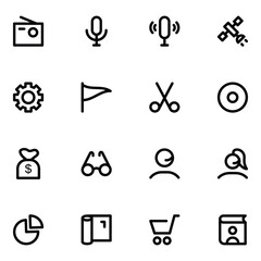 Set of Communication Accessories and Business Line Icons

