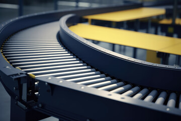 Close-up of a Conveyor Belt System in a Distribution Center
