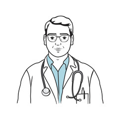line vector doctor with medical gown and stethoscope