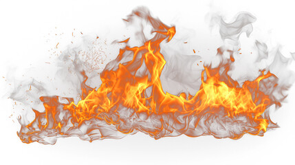 Flame Fire isolated on transparent background fiery 