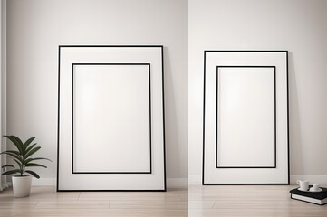 empty white room with frames
