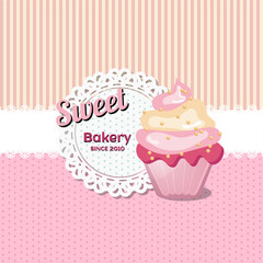 Sweet bakery cupcake poster design in vector