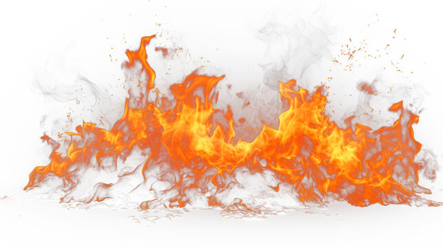 Flame Fire isolated on transparent background fiery 