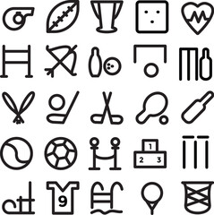 Obraz premium Set of Sports and Games Line Vector Icons