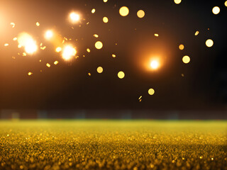 Hintergrund Fu&szlig;ballplatz golden Bokeh