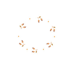 Watercolor Owls and Floral Wreath Illustration with berries, acorns, leaves, moon and stars - hand drawn frames for baby shower, invitations, birthdays postcards. Kids autumn forest theme.