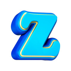 3d render letter font blue