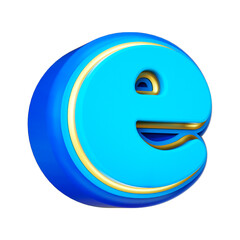 3d render letter font blue