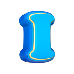 3d render letter font blue