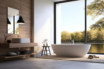 Professional Shot of an Interior Design of a Bathroom. White Walls mixed with White Furnitures.
