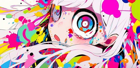 Fototapeta premium アニメ風女の子のイラスト,Generative AI AI画像