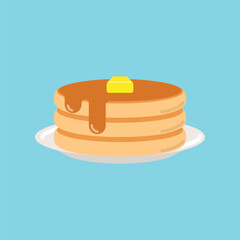 Pancake with syrup and butter on top icon. Vector illustration.