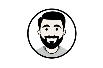 Smiling Bearded Man in Black and White, Illustration