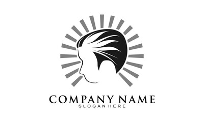 Mature man hairstyle logo design