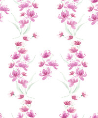 Purple Rose Watercolor Flower Seamless Pattern