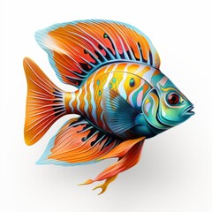 Illustrated fish on a white background. Generative AI. 