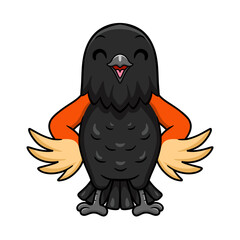 Obraz premium Cute red winged black bird cartoon