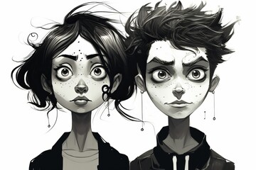 男女のイラスト,Generative AI AI画像