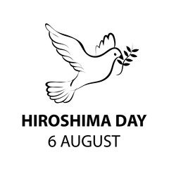 Hiroshima Day, 6 august, flying dove bird poster illustration on white background..eps