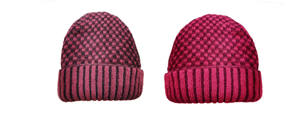 Red and black knit hat. Winter hat  PNG transparent