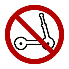 No kick scooter symbol, prohibition sign. Flat vector illustration isolated on white