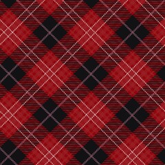 Fototapeta premium Tartan seamless pattern, red and black can be used in fashion decoration design. Bedding, curtains, tablecloths