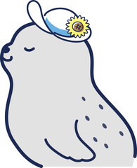 ぼうしを被ったアザラシのイラスト © Daphnia