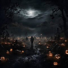 Town, Village, Zombies, Halloween, Scary, Pumpkin, Bats, Crows, Moon, People in customs