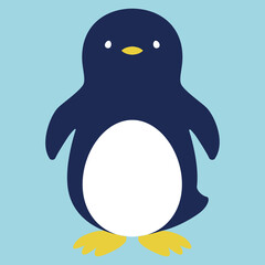 シンプルなペンギンの正面向きのイラスト