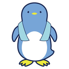 クールタオルを使用するペンギンのイラスト（冷感イメージ）