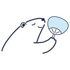 うちわをあおぐシロクマのイラスト