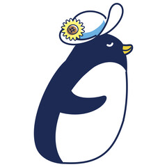 ぼうしを被ったペンギンのイラスト